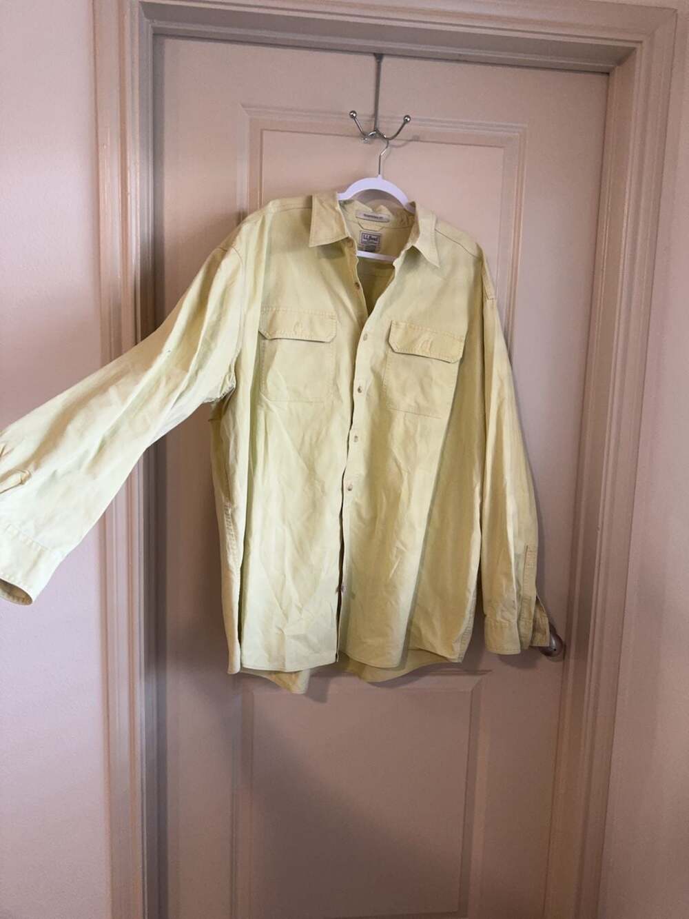 L.L.Bean Traditional Fit Long Sleeve Button Down Shirt Yellow XXL-Tall